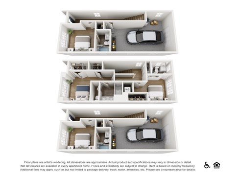 Floor plan for 3 beds, 3.5 baths, 1660 sqft